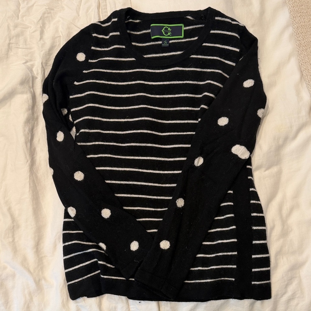 C. Wonder Black and White Polka Dot Striped Sweater